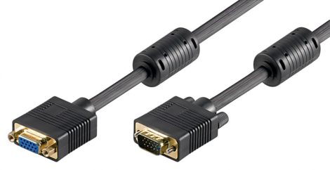 Quality VGA hosszabbító kábel  2m M/F réz, 2 ferrit GOOBAY (50136)