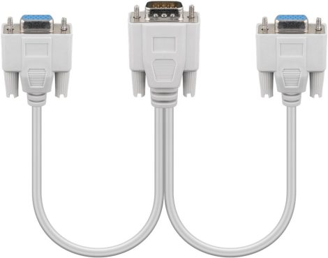 VGA Y kábel 15 cm DSUB 15M -> 2x DSUB 15F GOOBAY (95138)