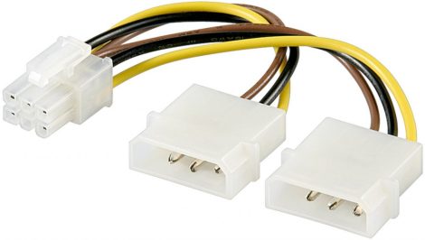 Y tápkábel 2 x 5,25" MOLEX M --> 6 pin PCI Express átalakító GOOBAY (51360)