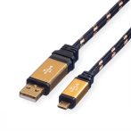   USB kábel A- micro B 2.0 1,8m Textil ROLINE GOLD (11.02.8826)