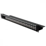   Keystone UTP patch panel 24 porthely 19" C5/C6 fekete, fém, üres (26.11.0357)