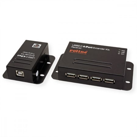 USB 2.0 Extender RJ-45 kábelen, PoC, 4xUSB kimenet, max. 50m ROLINE(12.04.1101)