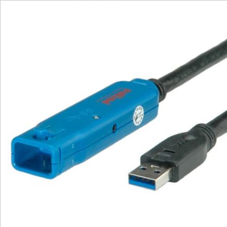 ROLINE USB 3.0  hosszabbító kábel (1 port HUB) fekete, 10m (12.04.1087)