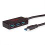   USB 3.0 aktív hosszabbító 10 m, 4 portos Hub ROLINE (12.04.1097)