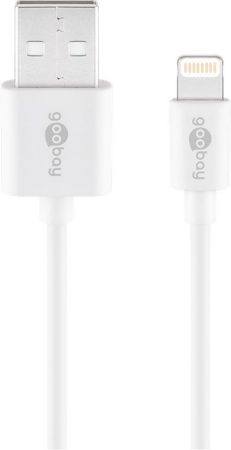 Apple Lightning 8 pin kábel iPhone-5-7, iPad USB 1m fehér GOOBAY (54600)