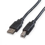 USB kábel A-B 2.0 0,8m fekete ROLINE (11.02.8808)
