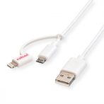  Apple Lightning adapter+ USB 2.0 A-micro B kábel 1m fehér ROLINE (11.02.8325)