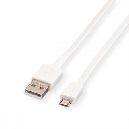USB kábel A- micro B 2.0 PVC fehér 1 m Roline (11.02.8761)