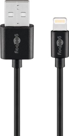 Apple Lightning 8 pin kábel iPhone 5-7, iPad USB 2m fekete GOOBAY (72906)