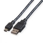   USB 2.0 kábel USB A - Mini USB (5pin) 1.8m ROLINE (11.02.8719)