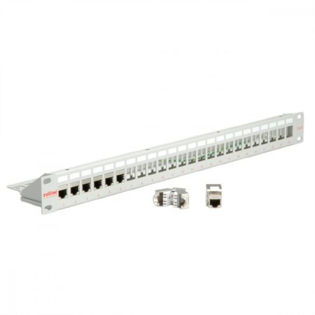 Keystone STP patch panel 24 porthely 19" C5/C6/C6A fém, üres,szürke (26.11.0359)