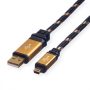   ROLINE GOLD USB kábel A-B 5 pin 2.0 0,8m Textil (11.02.8821)