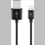   Apple Lightning 8 pin kábel iPhone 5-7, iPad USB 3m fekete GOOBAY (72908)
