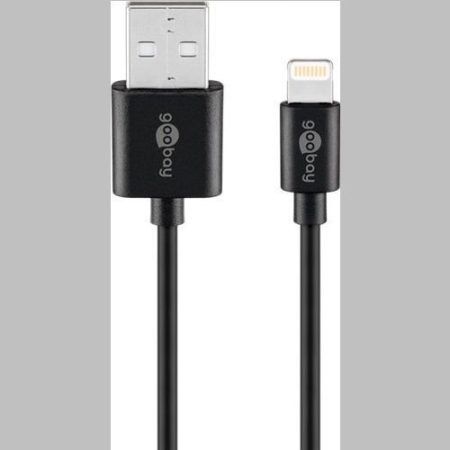Apple Lightning 8 pin kábel iPhone 5-7, iPad USB 3m fekete GOOBAY (72908)