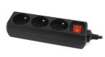  GEMBIRD Hálózati elosztó UPS-hez C14 dugó 3 földelt aljzat kapcsolós fekete 60 cm kábel EG-PSU3F-01