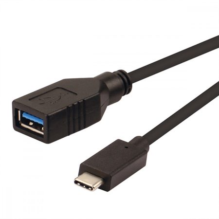 USB 3.1 kábel C/M - A/F 3.0 OTG, fekete 15 cm ROLINE (11.02.9030)