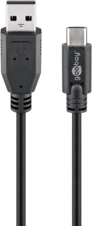USB 3.1 kábel C/M - A/M 2.0 adat és töltő kábel 3m, fekete GOOBAY (55469)