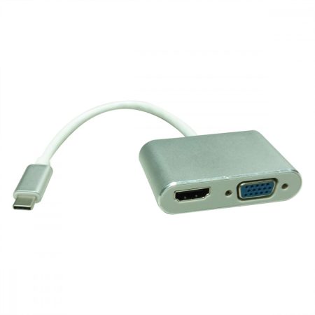 USB 3.1 - HDMI F + VGA F adapter kábel 10 cm ROLINE (12.03.3215)