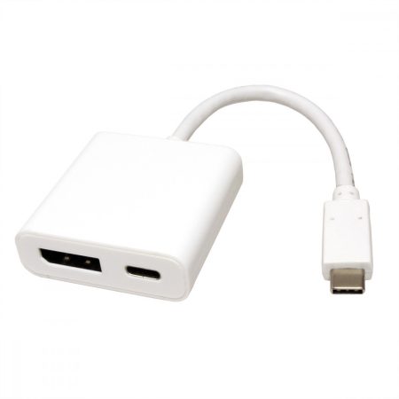 USB 3.1 - DisplayPort + USB C töltő port adapter kábel 10 cm ROLINE (12.03.3221)