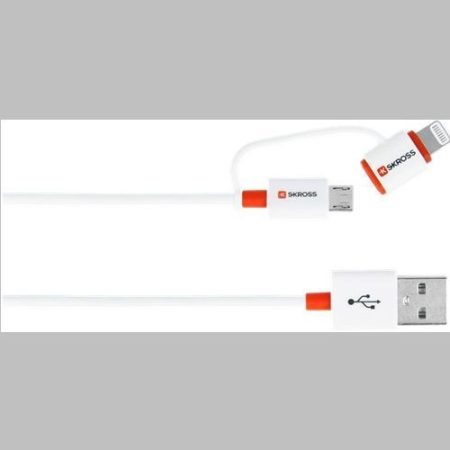 Apple Lightning adapter+ USB 2.0 A-micro B kábel 1m, fehér SKROSS (72662)