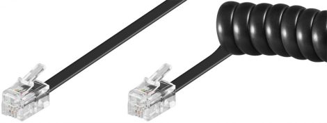 Telefonkagyló spirál kábel 4m fekete RJ-10/RJ10 4P/4C GOOBAY (68002)