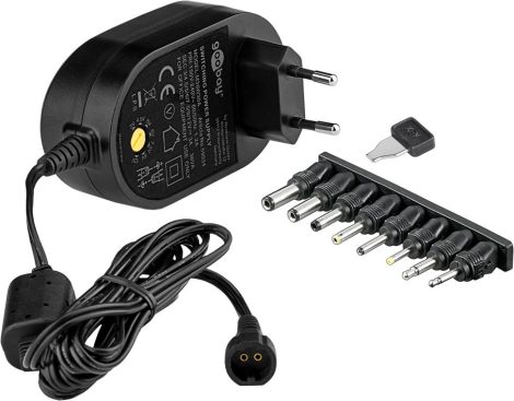 Univerzális hálózati DC adapter 5V-15V, 3A, 8 féle méret csati GOOBAY (59034)