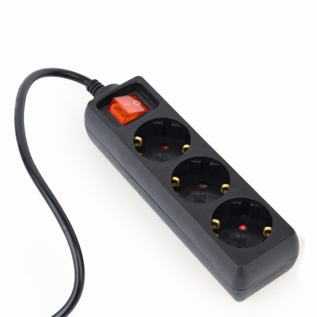 GEMBIRD Hálózati elosztó UPS-hez C14 dugó 3 Schuko aljzat kapcsolós fekete 60 cm kábel EG-PSU3-01