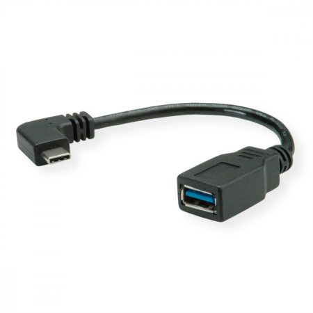 USB 3.1 kábel C/M - A/F 3.0 OTG, "L" alakú fekete 15 cm ROLINE (11.02.9031)