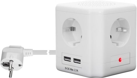 Hálózati elosztó kocka, 4-es, kapcsolós, 2xUSB, 1,5m GOOBAY (41268)