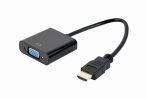   GEMBIRD HDMI to VGA adapter kábel, single port, fekete A-HDMI-VGA-04