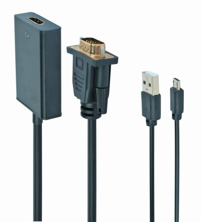 GEMBIRD VGA to HDMI adapter kábel, 0.15 m, fekete A-VGA-HDMI-01