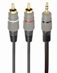   GEMBIRD 3.5 mm sztereo plug to 2*RCA plugs 2.5m kábel, aranyozott csatlakozók CCA-352-2.5M