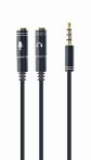  GEMBIRD CCA-417M 3.5 mm audio + microphone adapter cable, 0.2 m, metal connectors