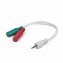   GEMBIRD 3.5 mm 4-pin plug to 3.5 mm sztereo + microphone sockets adapter kábel, fehér CCA-417W