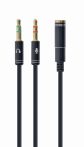   GEMBIRD CCA-418M 3.5 mm 4-pin socket to 2 x 3.5 mm stereo plug adapter cable, black, metal connectors