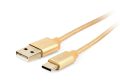   GEMBIRD CCB-mUSB2B-AMCM-6-G Cotton braided Type-C USB cable with metal connectors, 1.8 m, gold color, blister