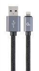   GEMBIRD CCB-mUSB2B-AMLM-6 Cotton braided 8-pin cable with metal connectors, 1.8 m, black, blister