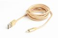   GEMBIRD CCB-mUSB2B-AMLM-6-G Cotton braided 8-pin cable with metal connectors, 1.8 m, gold color, blister