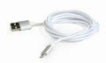   GEMBIRD CCB-mUSB2B-AMLM-6-S Cotton braided 8-pin cable with metal connectors, 1.8 m, silver color, blister