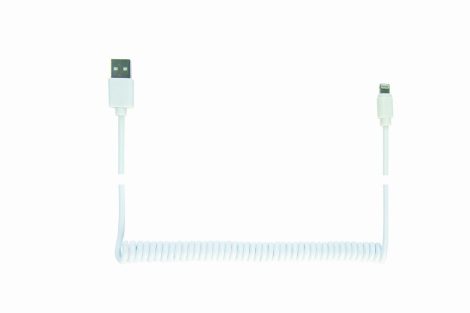 GEMBIRD CC-LMAM-1.5M-W USB sync and charging spiral cable for iPhone, 1.5 m, white