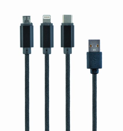 GEMBIRD CC-USB2-AM31-1M USB 3-in-1 charging cable, black, 1 m
