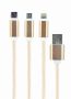   GEMBIRD CC-USB2-AM31-1M-G USB 3-in-1 charging cable, gold, 1 m