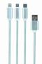   GEMBIRD CC-USB2-AM31-1M-S USB 3-in-1 charging cable, silver, 1 m