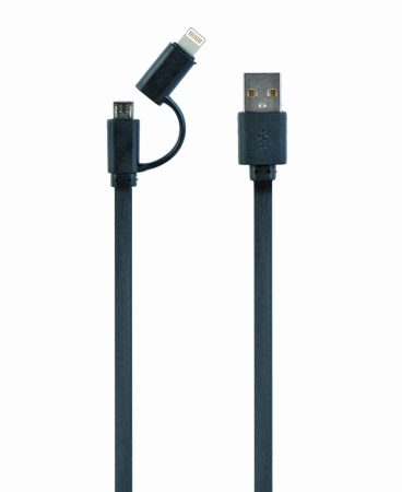 GEMBIRD CC-USB2-AMLM2-1M USB charging combo cable, black, 1 m