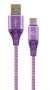   GEMBIRD CC-USB2B-AMCM-1M-PW Premium cotton braided Type-C USB charging and data cable, 1 m, purple/white