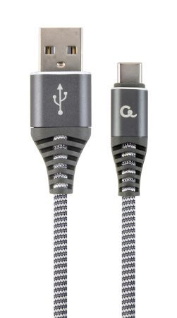 GEMBIRD CC-USB2B-AMCM-1M-WB2 Premium cotton braided Type-C USB charging and data cable, 1 m, spacegrey/white
