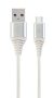   GEMBIRD CC-USB2B-AMCM-2M-BW2 Premium cotton braided Type-C USB charging and data cable, 2 m, silver/white