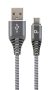   GEMBIRD CC-USB2B-AMCM-2M-WB2 Premium cotton braided Type-C USB charging and data cable, 2 m, spacegrey/white