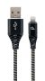  GEMBIRD CC-USB2B-AMLM-2M-BW Premium cotton braided 8-pin charging and data cable, 2 m, black/white