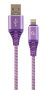   GEMBIRD CC-USB2B-AMLM-2M-PW Premium cotton braided 8-pin charging and data cable, 2 m, purple/white